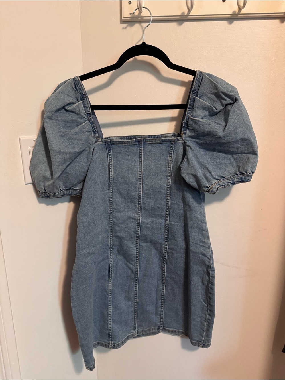 H&M Light Blue Denim Puff Sleeve Mini Dress